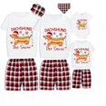 thumbnail image 1 of Pijama familiar a juego de Navidad, conjunto de Pijama corto de Dachshund a través de la nieve gris, 1 of 4