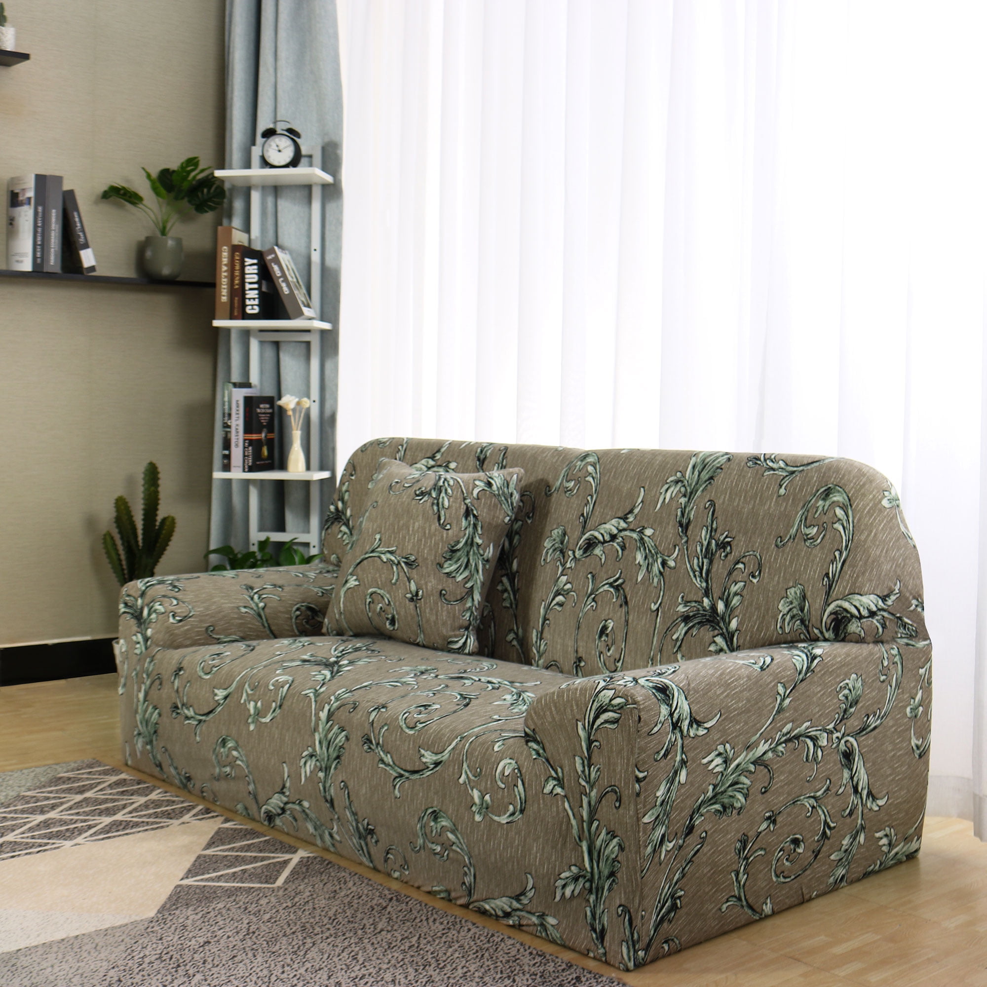 Stretch Pique Balsam Green Slipcover Sofa 708 