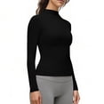 thumbnail image 5 of Trgacdwlo Womens Tops Mock Neck Long Sleeve Slim Fit Turtleneck Basic Layering Tops Soft Lightweight Stretch Womens Tshirts Black S, 5 of 7