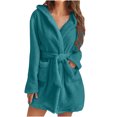 thumbnail image 2 of RXIRUCGD Robe de Nuit en Polaire Douce à Manches Longues Col en V avec Ceintures et Poches pour Femmes (Vert Armée, Taille : 3TG), 2 of 7