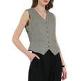 thumbnail image 3 of INSPIRE CHIC Women's Formal Button Down V Neck Vintage Striped Waistcoat Vest S 1, 3 of 4