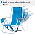 thumbnail image 6 of Tcbosik Folding Beach Chairs Set of 2, Lightweight Camping Chair with 4 Position Adjustable Backrest, Lawn Chair with Cup Holder, Outdoor Chair with Headrest and Armrest for Backyard, Patio, Blue, 6 of 11