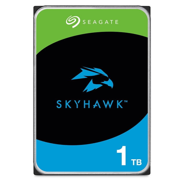 Seagate Skyhawk 1 TB, Disco Duro Interno de Video - 3.5", SATA 6Gb/s, caché de 256 MB, para Sistema de cámara de Seguridad DVR NVR, con Servicios de Rescate internos, FFp (ST1000VX013)