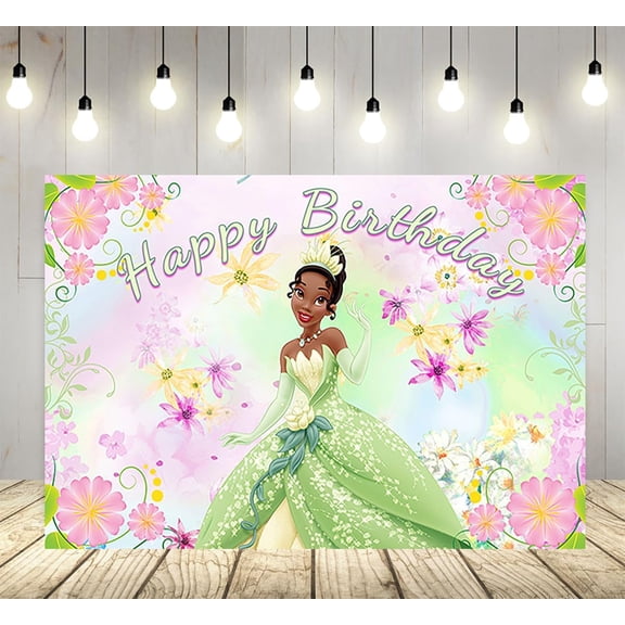 Princess Tiana Backdrop for Birthday Party Supplies Purple Photo Backgrounds Princess Birthday Theme Baby Shower Banner 59x38in