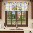 thumbnail image 6 of Watercolor Truck Flowers Curtain Valances for Windows, Kitchen Valance Window Treatments Panel 2 Pack, Spring Butterflies Botanical Plaid Rod Pocket Short Curtains for Bathroom Bedroom 42 x 12 Inch, 6 of 8