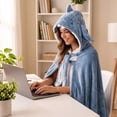 thumbnail image 4 of Cute Shark Hooded Wearable Blanket Cape, Adult Bat Hooded Blanket Cloak, Soft Flannel Poncho for Men Women Halloween Cosplay, 4 of 5