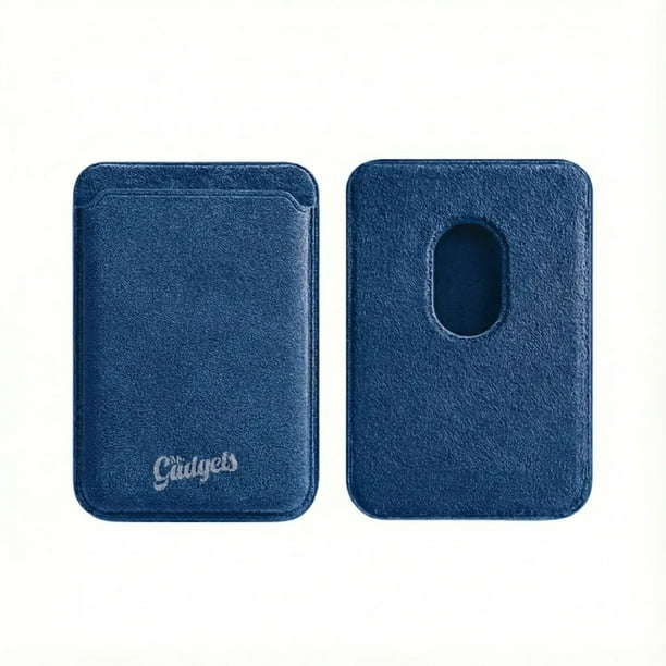 Cartera Wallet Alcantara Gamuza Suave Para Iphone Magsafe Azul Marino.