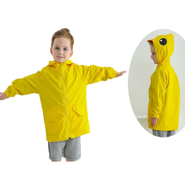 Younger Tree Baby Boy Girl Duck Raincoat Kid Cartoon Hoodie Zipper Rain