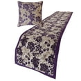 thumbnail image 3 of The HomeCentric King / Queen / Twin Purple Designer Full 68"x18" Bed Runner WITHOUT Pillow Cover, Floral, Velvet Bed Scarf on Velvet fabric - Plum Petal, 3 of 5