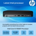 thumbnail image 2 of HP ProDesk 400 G9 Mini Business Desktop, Intel Core i5-13500T, Intel UHD Graphics, 32GB RAM, 1TB PCIe SSD, Wi-Fi 6, HDMI, Type-C, RJ-45, Display Port, Wired KB and Mouse, Windows 11 Pro, Black, 2 of 5