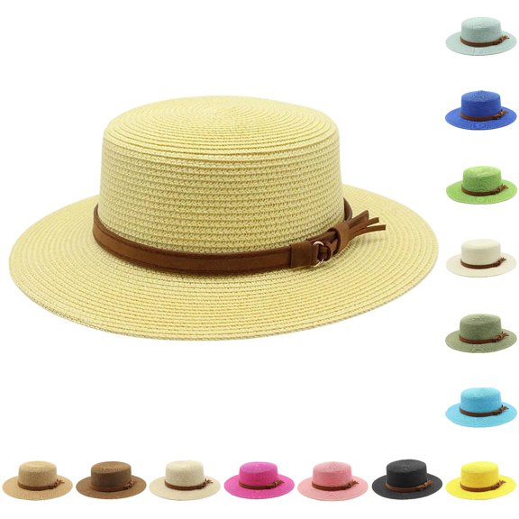Classic British Summer Sun Hat with Flat Top for Travel Casual Style Daily Leisure Wear