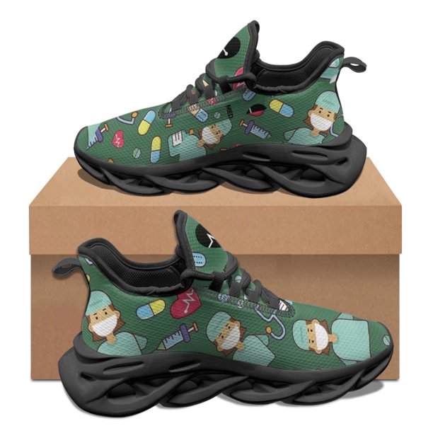Hermosos zapatos de tenis con patrón de ECG de enfermera para hospital, para mujer y hombre, para otoño e invierno, para trabajo al aire libre, transpirables, cómodos y suaves, zapatillas planas