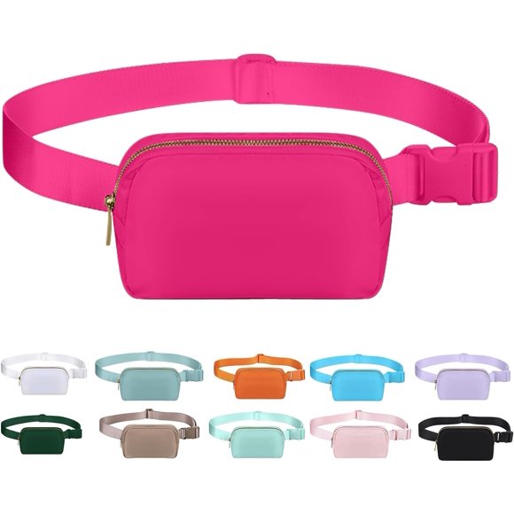 czcpp-Crossbody Bag for Women with Adjustable StrapBelt Bag for Woman Fanny Pack Lulu Dupes, Waterproof Cross Body Bag for Workout Hiking Running Travel (Rose)
