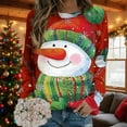 thumbnail image 2 of asdoklhq Christmas Ugly Christmas Sweater Women Christmas Fashion Casual Printed Round Neck Loose Long Sleeve Capless Sweatshirt Top Red XL, 2 of 4