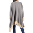 thumbnail image 4 of Sakkas Nila Women's Reversible Open Front Large Poncho Shawl Wrap Scarf Cape Ruana - Cream - One Size, 4 of 7