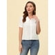 thumbnail image 4 of Blusa de cambray Allegra K Manga corta Cuello Peter Pan Blanco S, 4 of 4