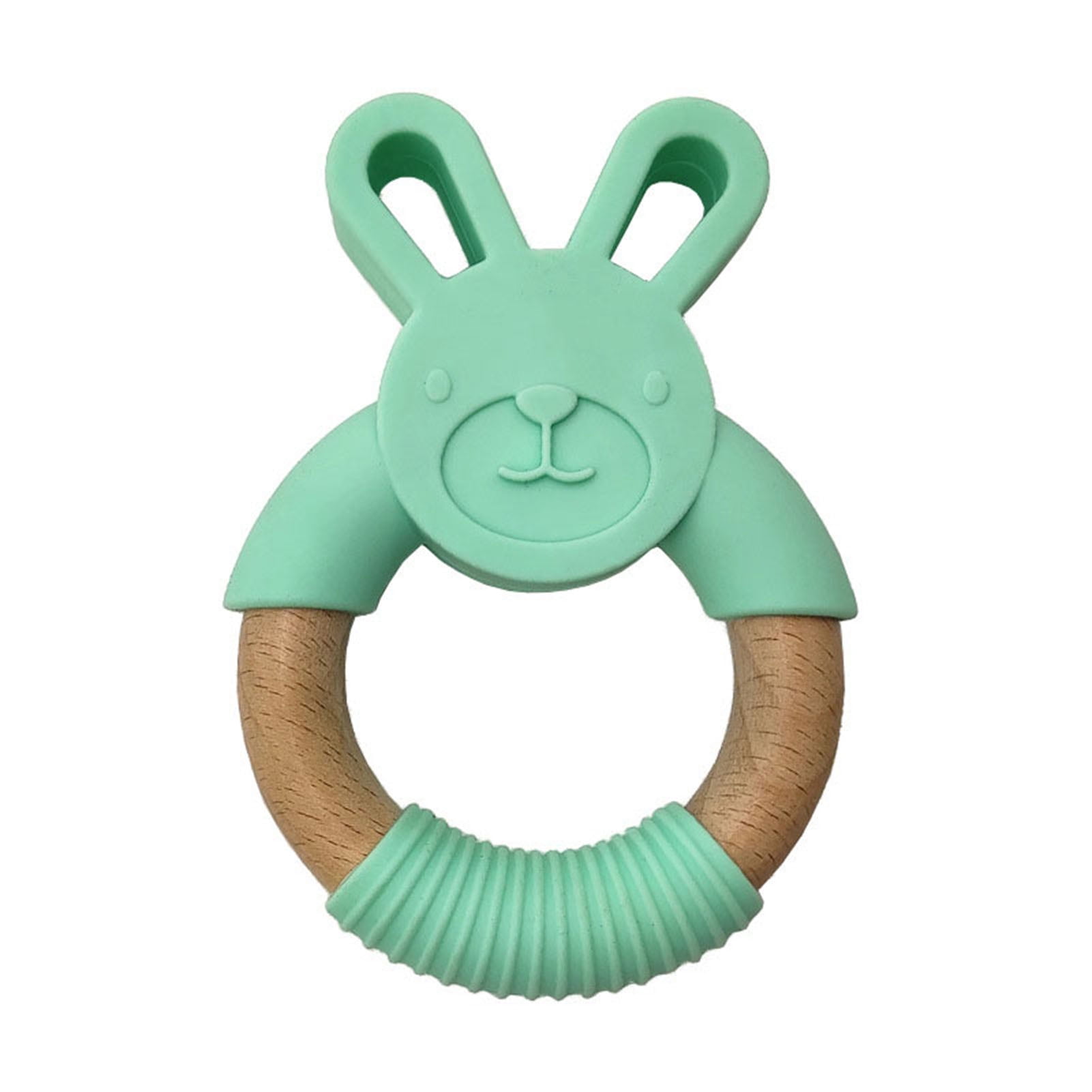 Hot sale Safe Natural Wooden Animal Shape Ring Baby Teether Teething Toy Shower 