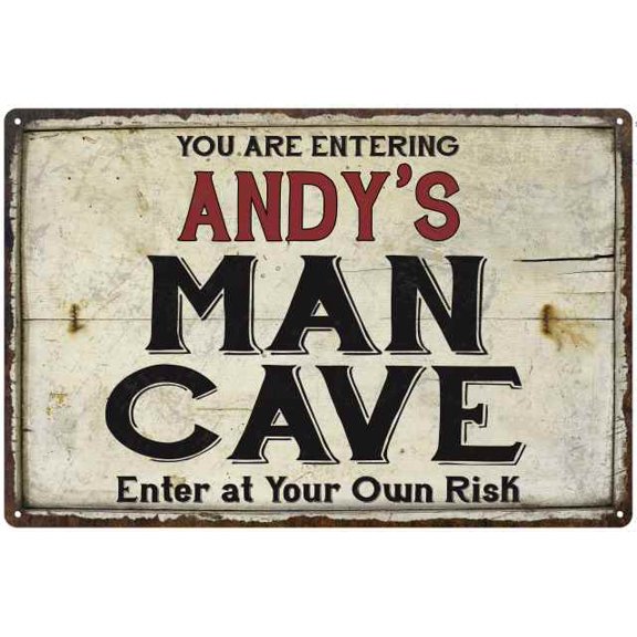 ANDY'S Man Cave Sign Rustic Garage Decor Gift 8x12 Metal 208120035287