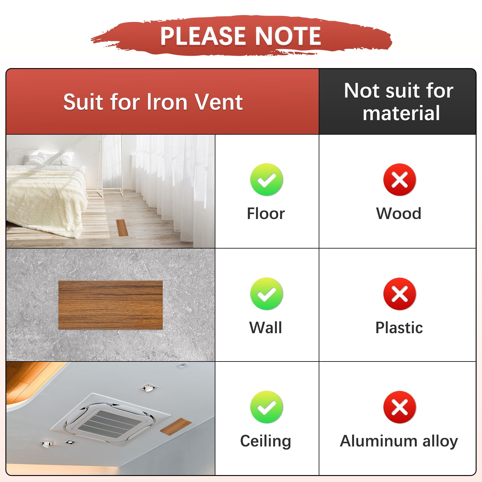 Uxcell Magnetic Vent Covers [2pcs] - Vent Covers For Home Floor Use For Wall, and Ceiling Registers & Home  &  RV & HVAC - [Woodon - 12 x 5.5 IN]