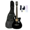 40 Inch Acoustic Guitar Beginner Guitar Starter Bundle Kit with Bag, Tuner, Pickguard and String Set Black