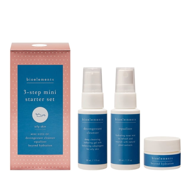 Set de cuidado de la piel Bioelements, miniiniciador de 3 pasos, para piel grasa, vegano