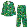 thumbnail image 5 of Garronmavis Christmas Lights Button Front Pajama Set Women's 2-Piece Sleep Set Soft Pj Lounge Sets Casual V Neck Loungewear Sleepwear with Pockets (Green), 5 of 7