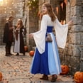 thumbnail image 4 of Renaissance Dress Women, Womens Renaissance Costume, Renaissance Costume, Renaissance Costume Women, Women's Renaissance Medieval Costumes Dress Trumpet Sleeves Gothic Retro Gown, Royal Blue M, 4 of 6