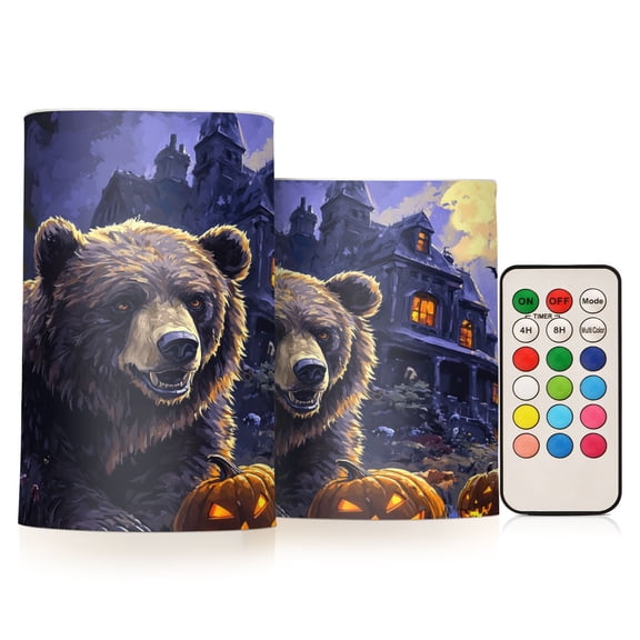 BZSMCE Flameless Candles LED Lights Hesitant Bear and Pumpkin Creativity Battery Candles