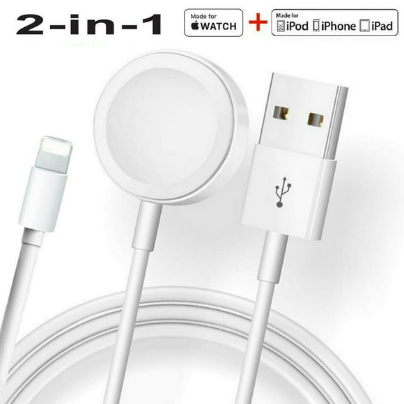 Smart iWatch Charger Wireless USB 6.5 ft/2 m Charging Cable for Watch Series SE/7/6/5/4/3/2/1 iOS 6.0 & Phone 12/11/Pro/Max/XR/XS/XS Max/X&Pad Series