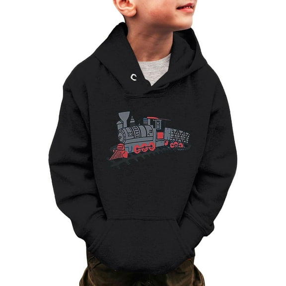 CONFREE Toddler Boys Hoodie Long Sleeve Boys Pullover Hoodies Cartoon Train Soft Fall Winter Hooded Sweatshirt