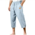 thumbnail image 5 of Nmnitkp Men's Capri Pants 3/4 Joggers Gym/Workout/Hiking Below Knee Long Shorts Lightweight Quick Dry with Zipper Pockets Sky Blue,M, 5 of 6