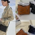 thumbnail image 3 of Bolso de mano para mujer de piel auténtica de alta gama con diseño geométrico, bolso de axila, piel de vacuno lisa de color blanco tiza, viene con caja de regalo y tarjeta., 3 of 3