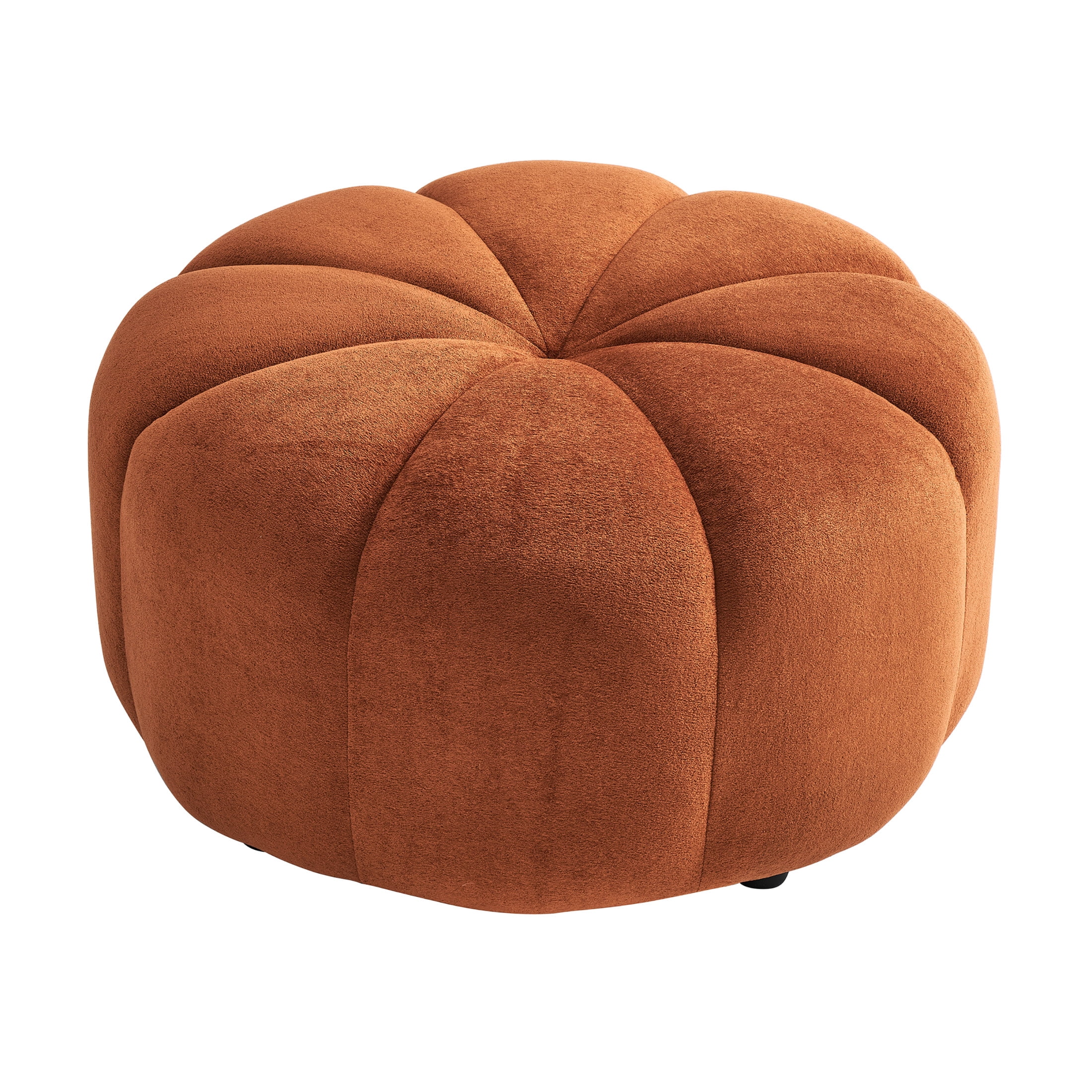 Christopher Knight Home Modern Round Velvet Pumpkin Ottoman, Plush Upholstered Footstool, Orange-Red