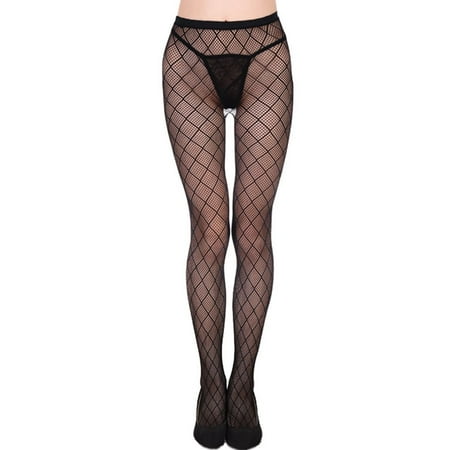 

Elenxs Women Hollow Mesh Stretchy Jacquard Pantyhose Sexy Lace Fishnet Stockings