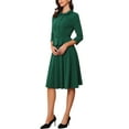 thumbnail image 4 of Conjuntos de traje de falda inspiradores y elegantes para mujeres, 2 piezas, oficina, chaqueta de blazer de 3/4 de manga, faldas plisadas, S, verde oscuro, 4 of 5