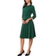 thumbnail image 4 of Conjuntos de traje de falda inspiradores y elegantes para mujeres, 2 piezas, oficina, chaqueta de blazer de 3/4 de manga, faldas plisadas, S, verde oscuro, 4 of 5
