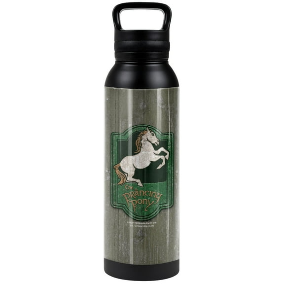Lord Of The Rings Official The Prancing Pony 24 oz Insulated Canteen Water Bottle, Leak Resistant, Vacuum Insulated Stainless Steel with Loop Cap
