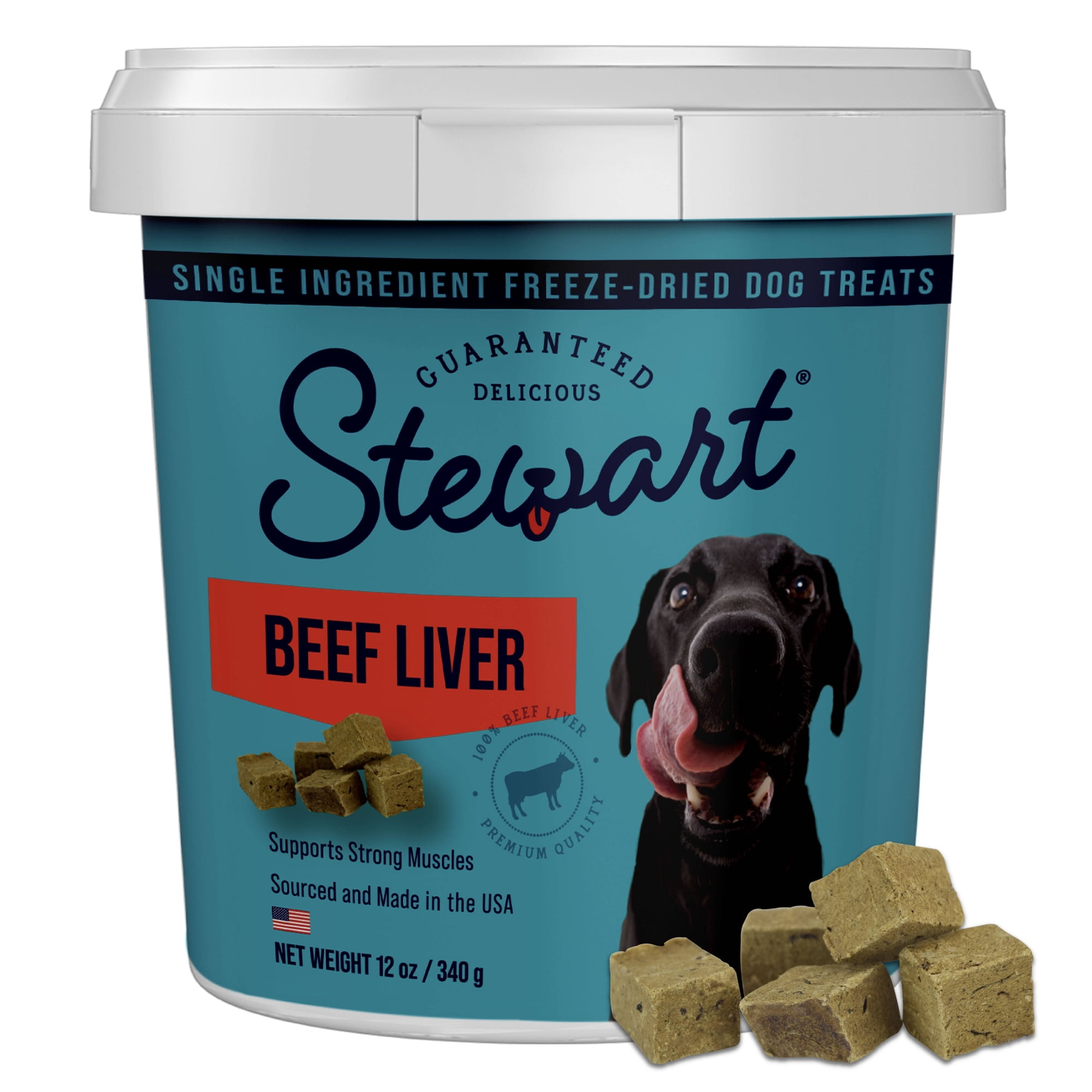 Stewart Freeze-Dried Raw Beef Liver Training Treats or Meal Topper for Dogs, 12 oz Tub