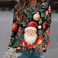 thumbnail image 2 of Christmas Sweatshirts For Women Vintage Animal Graphic Ugly Sweaters Tops Western Long Sleeve R-neck Pullover for Holiday Festive Wear,Wine,M, 2 of 5