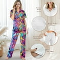 thumbnail image 4 of TSOVTHRID Paint Splatter Print Women's Pajama Sets Short Sleeve Pjs with Long Pants Soft Sleepwear Sets Button Down Womens Lounge Set, Size S, 4 of 7