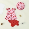 thumbnail image 4 of NIEWTR Toddler Baby Girls 3 Piece Swimsuit Set Short Sleeve Bathing Suit Baby Rash Guard Swimwear With Sun Hat Swimwear Beach Bathing Suit for Summer Vacation 18-24 Months Red, 4 of 4
