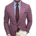 thumbnail image 1 of ITFABS Men's Blazer, Plaid/Plain Color Lapel Long Sleeve Button Suit Coat, 1 of 9