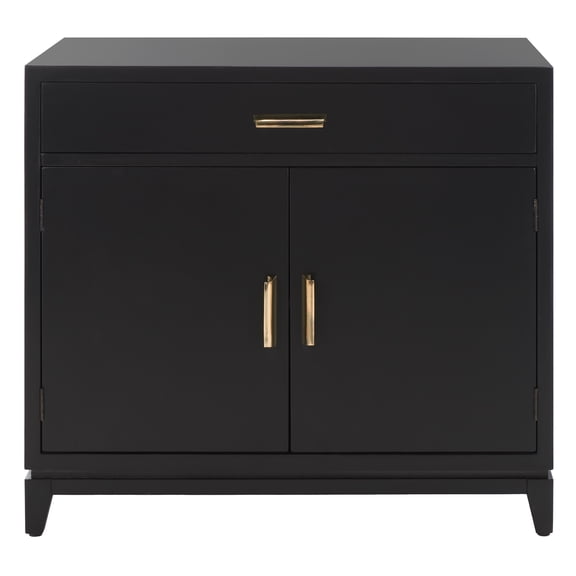 SAFAVIEH Nigel Mid-Century 2 Door 1 Drawer Chest, Black/Brass (31.9 in. W x 15.9 in. D x 29 in. H)