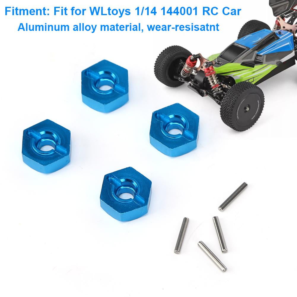 Emily 4pcs Aluminum Alloy Wheel Hex Nuts with Pins Drive Hubs Adapter for 4WD RC Car Blue 