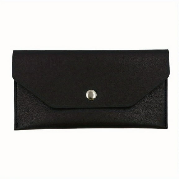 XmhyTop-A Black Leather Cash Envelope, 17.5*9.2cm Budget Envelope Wallet, 1 Piece Reusable Money Stuffing Wallet for Bills