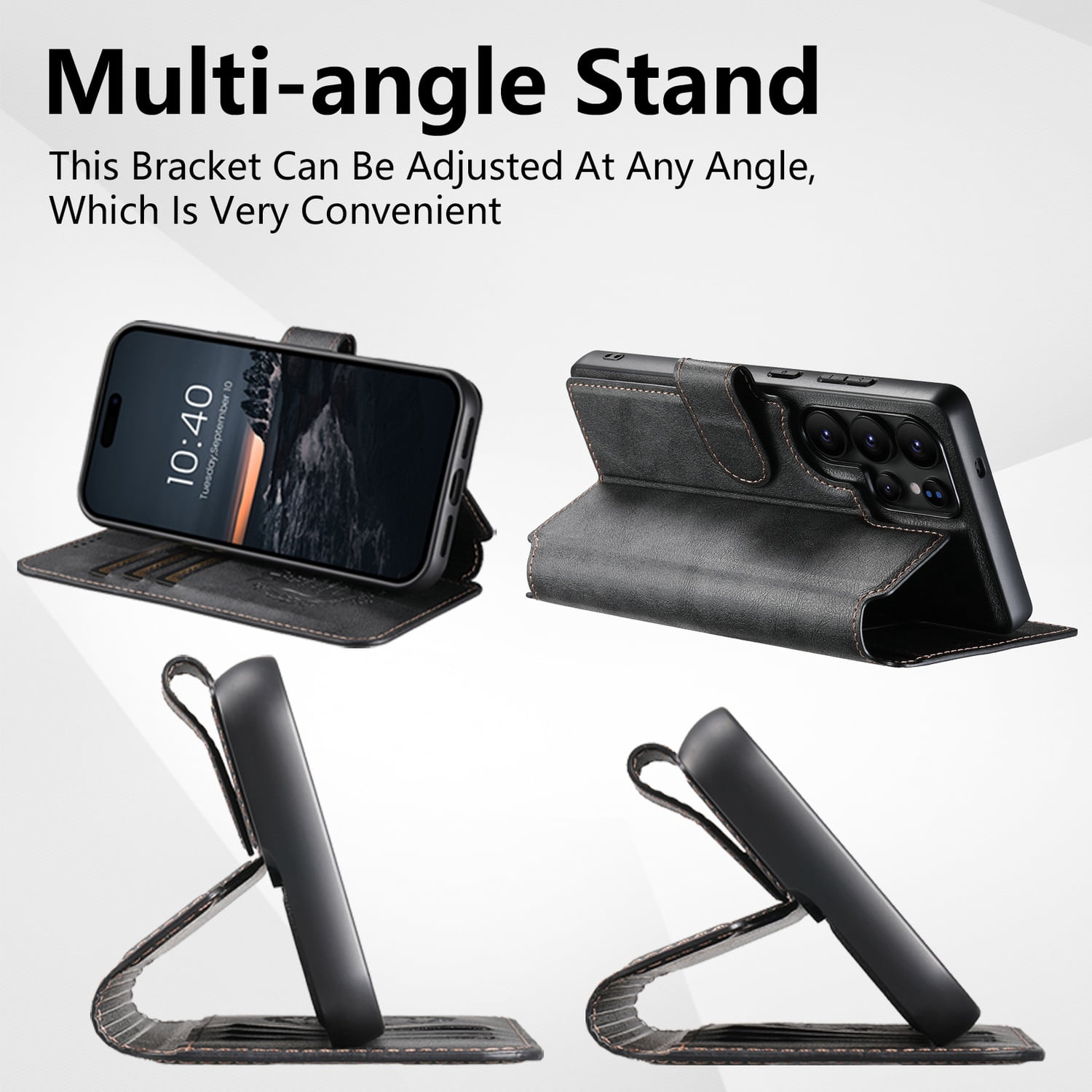 for Samsung Galaxy S24 Ultra Detachable Wallet Case, PU Leather Magnetic Cover Support Wireless Charging & Magnetic Car Mount, Card Slots Holder, Flip Stand, Folio Protective Phone Shell, Black