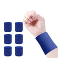 thumbnail image 4 of 6Pcs Cotton Sports Wristbands, Hand Protection Sweatbands for Athletic Workout, Breathable Moisture Wicking Bands, Ideal for Exercise, Blue, 4 of 4