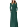 thumbnail image 2 of Brilliant Winter Dresses for Women Clearance Women Casual Long Sleeve Sexy Plus Size Loose Plain Pockets Long Maxi Dress Green XL, 2 of 6