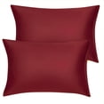 thumbnail image 1 of PiccoCasa 2 Pcs Satin Pillowcase Zippered Silky Sateen, Queen Red, 1 of 9