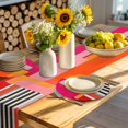 thumbnail image 4 of Pink Orange Round 15 Inch Placemats Set of 4, Geometric Modern Abstract Oil Painting HeatResistant Non Slip Place Mats for Dining Table, Wipeable Braided Kitchen Table Mats for Housewarming, 4 of 9